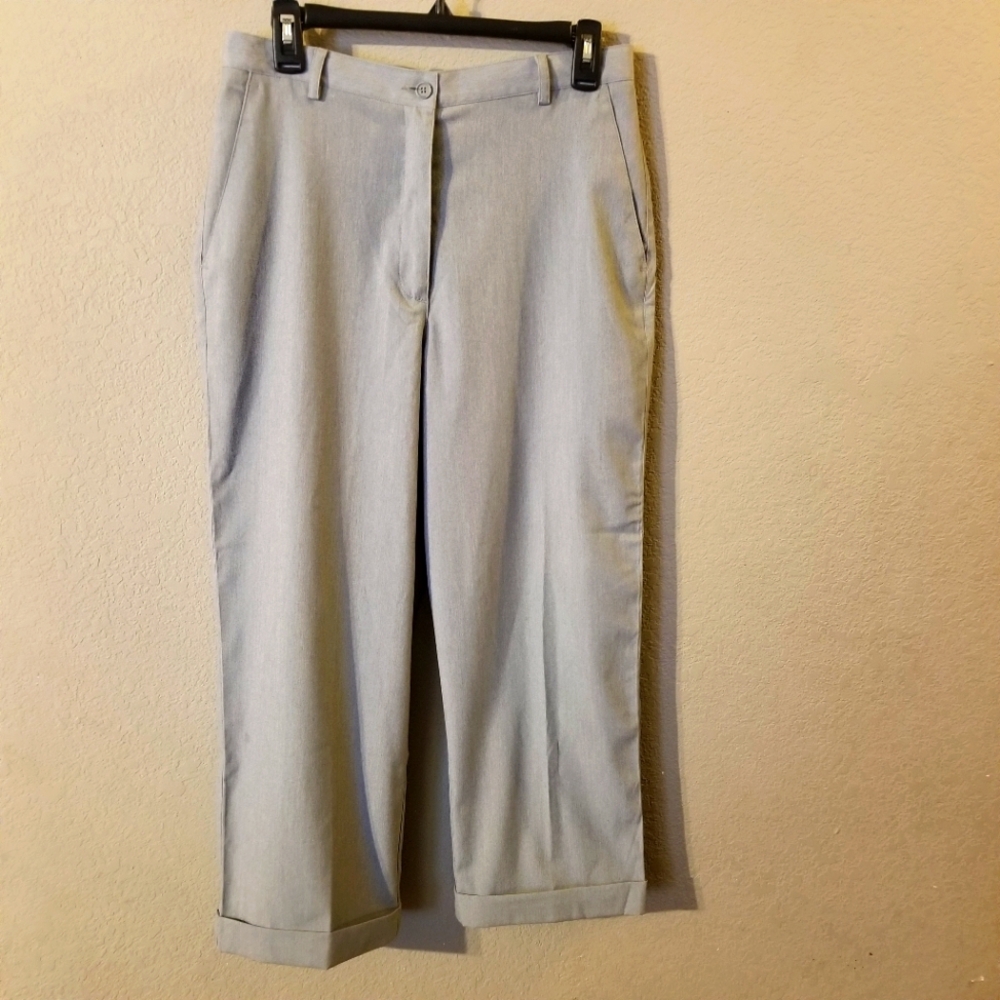 Liz Claiborne Liz Sport Womens‎ Gray Cropped Cuffed Dress Pants Size 10